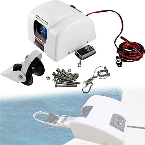 ZMJGLL Treuil électrique Marin de 25 lbs pour Ancre, kit de treuil à Ancre pour Bateau en Eau salée avec Fonction de télécommande sans Fil, treuil Lourd.