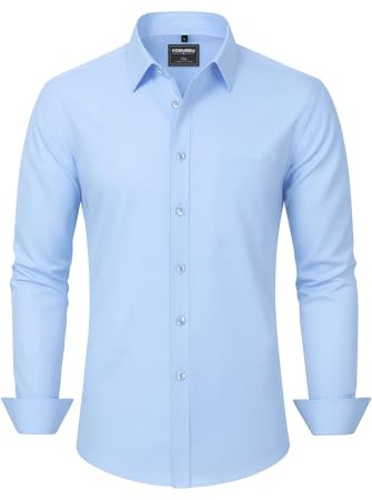 Chemise Homme Manches Longues Chemisette Coupe Slim Fit Affaires Casual | Chemise pour Hommes Ensemble Été Chemise Traditionnelle Masculine Style Business Chemise Boutonnée Blanche Noire ou Bleue