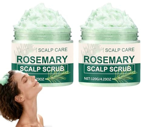 Scrub esfoliante al rosmarino per il cuoio capelluto, detergente e nutriente profondo per rimuovere delicatamente forfora e impurità, cura del cuoio capelluto equilibrato in sebo. 2 pezzi