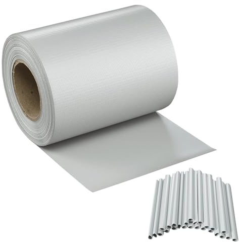 Tira de malla de ocultación bandas de PVC rollo pantalla privacidad valla balcón puerta gris