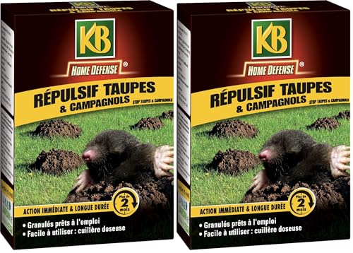 KB HOME DEFENSE HDREPTAUP - Répulsif Anti-Taupes et Campagnols Granulés Prêt à l'Emploi 150 g - Action immédiate longue durée - Jusqu'à 2 mois d'éfficacité - Facile à utiliser - Avec cuillière doseuse