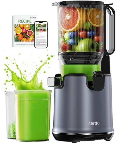 Aeitto Juicer Machines, 5.3 Extra Large Feed Chute Cold Press Juicer, Fit Whole Vegetables & Fruits, Easy to Clean, High Juice Yield,Slow Masticating Juice Extractor,Self Feeding