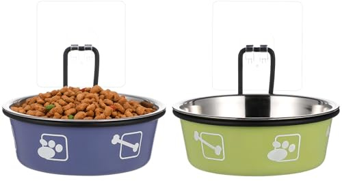 HYTROVE Set 2 Ciotole Sospese per Gatti in Acciaio Inox, Ciotola per Cibo e Acqua Rialzata da Parete, Stazione Alimentazione Anti Fuoriuscite per Animali Domestici