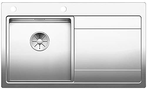 BLANCO DIVON II 45 S-IF | Edelstahl | Einbauart: Einbau von Oben & Flächenbündig | Hauptbecken links | für 45 cm breite Unterschränke | Widerstandsfähig gegenüber Kratzern | [86x51x20,4 cm]