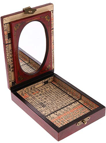 Backbayia - Maletín de madera de tesoro con espejo de maquillaje