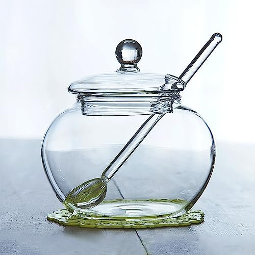 MINGZE Bol à sucre 250 ml, Ttransparent, avec Couvercle et cuillère Transparents, Pour la Maison et la Cuisine, Cristal de Ménage Transparent Distributeur à Sucre