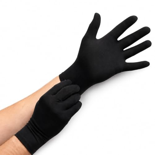 QiEco Better Handz Bamboo Viscose Cotton Gloves for Dry & Sensitive Hands – Lightweight, Breathable, Everyday Wear – Ideal for Frequent Hand Washing/All Seasons – Women & Men, Black