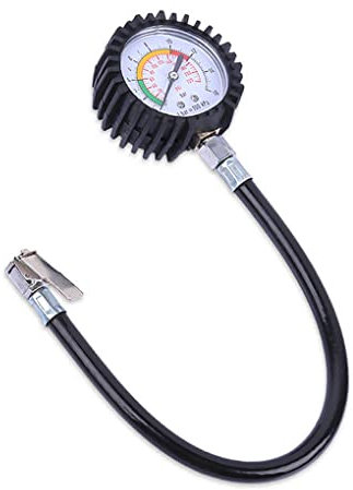 Amindz Manometro Digitale per Pneumatici 220PSI - Pressione Gomme Con Tubo in Gomma da 37cm - Precisione per Auto, Moto, Camion, SUV