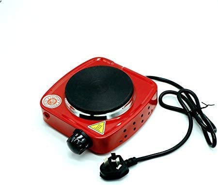 Small Single Hot Plate Electrical 500W,Single Burner Electric Hot Plate,Table Top Cooker Hob with Temperature Control Ideal for Food Warmer or Slow Cooking Tea Maker Household (Red)