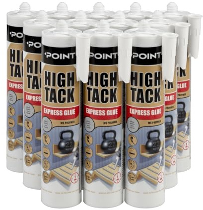 POINT monteringslim HIGH TACK för mycket tunga byggelement bygglim MS-polymer hybridlim inomhus och utomhus vattentät hög elasticitet 290 ml (12 patroner, grå)