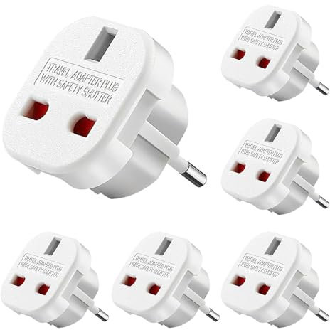 Fiotha Adaptateur Prise Anglaise vers France, 6 Pièces Prise Anglaise Adaptateur Francais, Adaptateur Prise Anglaise, Adaptateur UK vers France, UK vers EU Adaptateur, pour l'Allemagne, l'Irlande