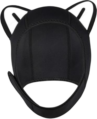 rockible Tauchhaube Kappe, Niedliche Neoprenhaube Tauchhaube, Surfkappe Neopren Tauchanzug Haube, Wetsuit Hood Durable Stretchy Diving Cap für Segeln Kajak Kanu, Schwarz weißes Ohr S