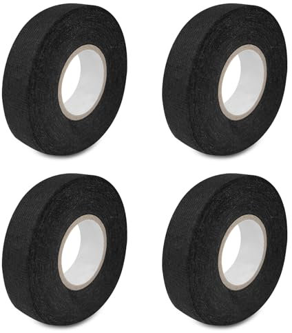 Lectorias 4 Pcs Ruban Adhésif Isolant Électrique, Rubans Noir Electricien, Ruban Tissu Electrique, Résistant à la Chaleur Ruban, Rubans de Câbles Automobile, Ruban en Tissu pour Faisceaux
