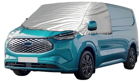 External Thermal Windscreen Cover for Ford Transit Custom 2012-2022, Front Windscreen Wrap Cover Foldable Windshield Snow Cover Ice Shield Dust Sun Screen Silver Wrap Black Out Screen Campervan