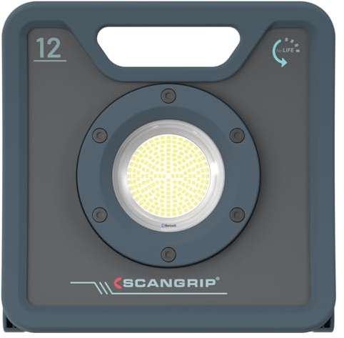 Scangrip Nova 12K Foco LED de Trabajo 12000 Lúmenes | Control Bluetooth, IP67 Resistente al Agua y Polvo, Cable de 5m, Mango Integrado | Iluminación Profesional para Industria y Taller
