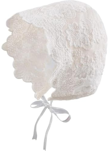 NHQZ 1 Pièces Etole Blanche Bapteme,Mantille Dentelle Accessoire,Chapeau bébé,Voile Communion Fille D’église, Mantille Catholique,Chapeau Garçon Fille