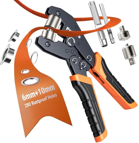 Preciva 6+10mm Oeillets Métalliques Kit,Kit de Pose d'Œillets pour Bâche-280 Œillets Métalliques 6+10mm,Kit d'Installation d'Œillets pour Bâche avec Pince à Œillets