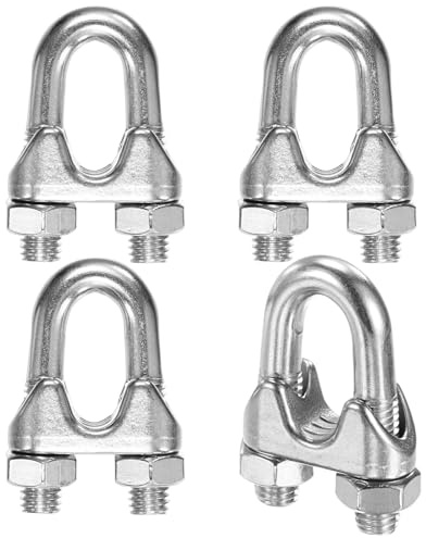 M METERXITY 4-Pack Cable Clamps, M12 Stainless Steel 1/2 Wire Rope Clip Thimble U Bolt Saddle Fastener for Diameter Cable Rigging/Sailing/Clothesline, Wire Clamps