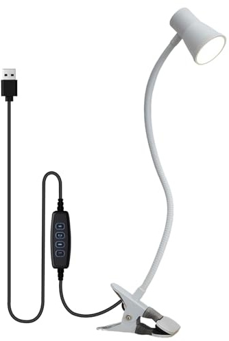 WIYETY Lampada da Lettura Zoomabile a LED con Morsetto: Lampada da Letto Dimmerabile, Lampada a LED con Collo di Cigno USB con 3 Modalità di Temperatura del Colore, Lampada da Comodino a LED con