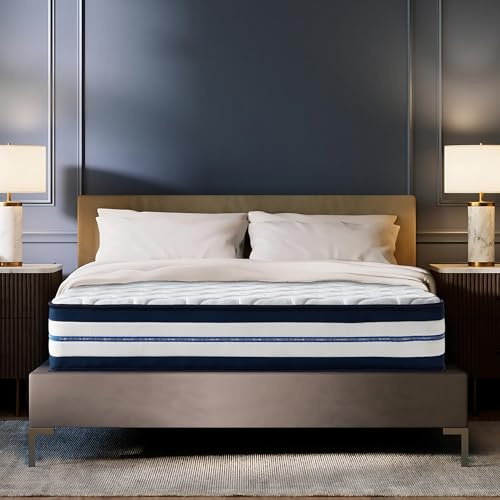 Matelas 140x200 cm, Mousse à Mémoire de Forme, Luxe Matelas à Ressorts Hybride, Ergonomie 10 Zones, Fermeté Moyenne H3, Respirante, Antibactérien, Hypoallergénique, Certifié Oeko-Tex, Ép 26cm