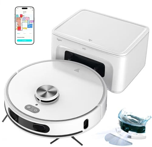 Yigars Robot Aspirador y fregasuelos hasta 8000 Pa Potente succión Autovaciado Autonomía de 220 Minutos Navegación Láser LiDAR y Mapeo Lnteligente,Limpieza Personalizada Control por Voz y App-B