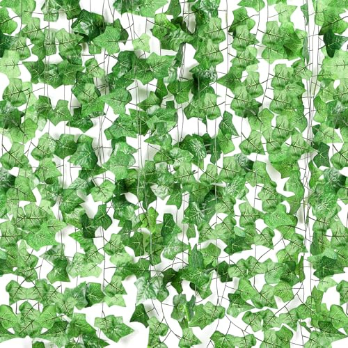 Zippicks Plantas Hiedra Artificial, Enredaderas Artificiales 12 PCS, 2M Guirnalda de Hiedra Artificial, Planta Artificial Colgante, para Habitación, Cocina, Patio, Columpio, Boda, Oficina