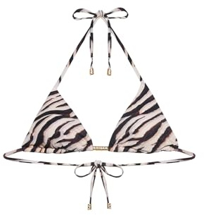 YAMAMAY - Bikini Parte Alta a Triangolo Senza Ferretto, Imbottitura Removibile, Donna, Zelia, Marrone, Stampa zebrata