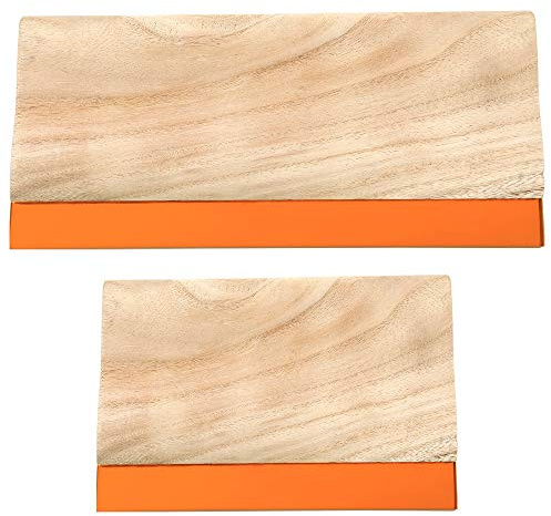 Caydo 2 pieces 2 sizes Screen Printing Squeegee, 75 Durometer Wooden Ink Scraper for Screen Printing, 9.4 and 5.9 inch