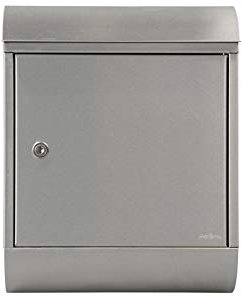 MEFA Briefkasten Topaz 844 mit Zeitungsrolle (Farbe Edelstahl, mit Sicherheitsschloss, Größe 430x340x150 mm) 844020M