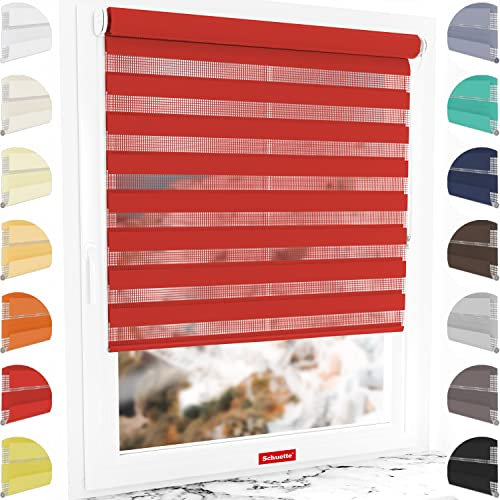 Schuette® Rollo ohne Bohren & mit Bohren 2in1 ● Tag & Nacht Doppelrollo Kollektion: Red Rose (Rot) ● 80 x 150 cm (Breite x Höhe) ● Suprafix Klemmrollo = Klemmfix 2.0 ● 60s Montage mit Video