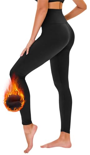 TNNZEET Legging Polaire Femme, Legging Thermique Femme Taille Haute Chaud et Confortable pour Automne-Hiver(Noir,L-XL)