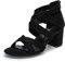 Rodawu Sandals for Women Ankle Strap Sandals Mid Chunky Heel Pump Prom Bridal Wedding Shoes Ladies Shoes Size 4 Black Shoes for Women