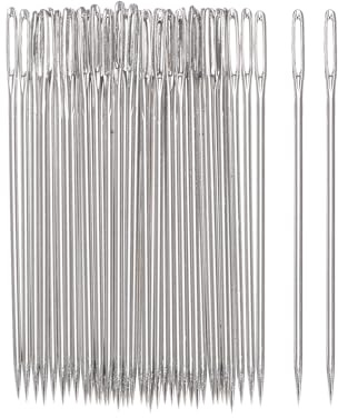 QUARKZMAN 200Pcs Agujas de Coser Grandes con Ojo 1.57 Agujas de Coser de Acero Inoxidable Agujas de Bordado Agujas de Tejer a Mano