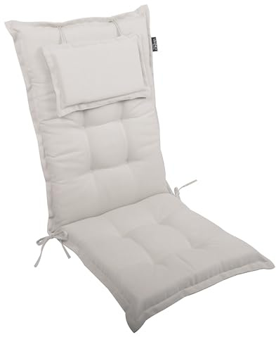 LILENO HOME Mar Cuscini per sedia da giardino, in set da 1, per sedia a sdraio con schienale alto, colore naturale Y, comodi cuscini per sedie pieghevoli