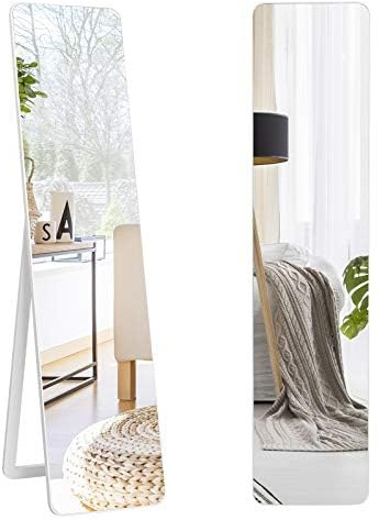 FANTASK Espejo de Cuerpo Entero 2 en 1, Espejo de pie y Espejo de Pared con Marco de Madera, Espejo de vestidor 37 x 160 cm