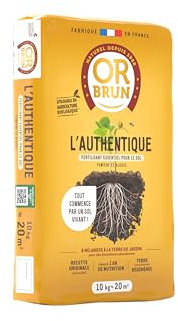 OR BRUN Authentique Fertilisant - Fertilisant Essentiel pour Le Sol - 10kg - 20m² - Fumiers & Algues OBRAAUT10
