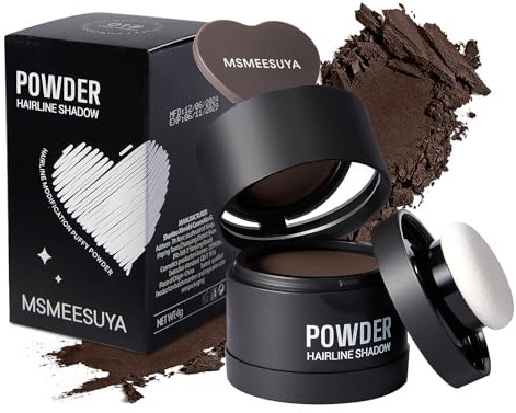 MSMEESUYA Hairline Powder Instantly, Fill In Fine or Root Touch up powder,Thinning Hair Instantly Thicker Touch Up for Windproof&Sweatproof, Darkroot touch up for Men & Women (DARK BROWN丨0.14Ounce)