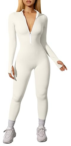 OQQ Sports Jumpsuits for Women One Piece Overall Workout Yoga Leisure Women Jumpsuits Beige