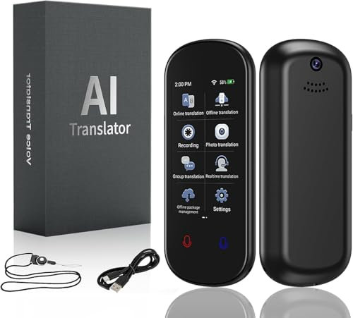 Sprachübersetzer Gerät, Translator Sofortübersetzer kein WLAN, ChatGpt AI Übersetzungsgerät mit Sprachausgabe, Fotoübersetzung/WIFI/Hotspot/Offline,Sofortübersetzer für Reisen,Business (Z2)