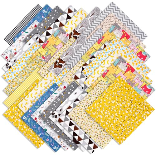 YUMILI 70 piezas de tela de patchwork, paquete de 25 x 25 cm, paquete de tela de patchwork, tela de algodón para manualidades, diseño de flores, tela de algodón para coser, manualidades, costura (C)