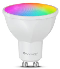 Nanoleaf Matter GU10 Smart LED Lampe - 1 RGBCW Dimmbar Glühbirne, Bildschirm Sync, 16 Mio. Farben, 400 Lumen, WiFi Blutooth App/Sprachsteuerung (Alexa, Apple, Google), Wohn- & Schlafzimmer Deko