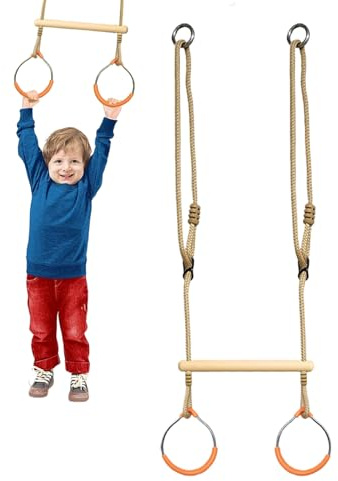 Rings Swing Sets - Kids Trapeze Barr | Kids Climbing Gymnastic Ring | Backyard Jungle Gym Climbing Frame | Monkey Obstacle Course Balance Game Sensory Playground Equipment For Teens Girls Boys