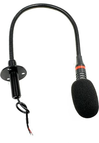 Iuhtrb Micrófono de cuello de cisne de metal de alta sensibilidad -32 dB ± 3 dB, 2,2 KΩ de impendencia para presentaciones en vivo, anuncio de vehículos, micrófono de computadora