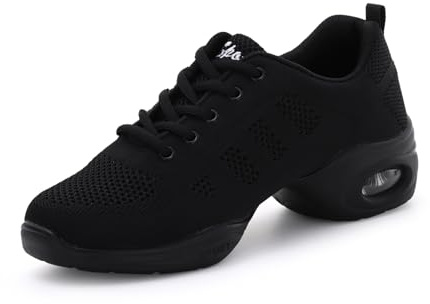 Syrads Mujer Zapatillas de Ballet Vier Jahreszeiten Cuatro Estaciones Estilo Jersey de Aire Transpirables Suaves Deporte Jazz Hip Hop Danza Moderna,Negro 40 EU