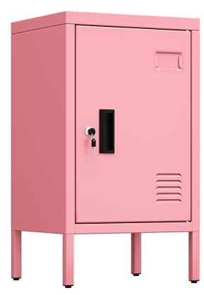 Aobabo Metall-Spinde für Mitarbeiter mit 1 abschließbaren Türen, abschließbare Aufbewahrungsschränke für kleine Räume, Zuhause, Schule, Fitnessstudio, Montage erforderlich, Pink