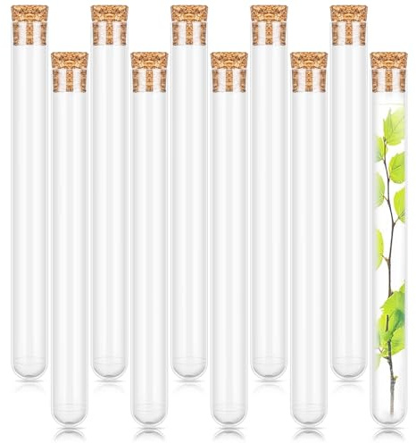 Tube a Essai Plastique avec Bouchons, 10 Pièces Eprouvette Plastique