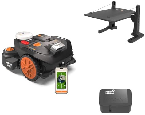 Worx Landroid Vision Cloud WR306E 2WD Robot Cortacésped con Garaje y módulo Find My Landroid, Sin Cable Perimetral, hasta 500 m², (Evitación de Obstáculos con IA, Navegación VSLAM + RTK Cloud)