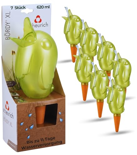 Scheurich Wasserspender XL Grün 7 Stück - 620ml Wasser für bis zu 7 Tage Green Pearl Höhe 29 cm mit Tonkegel