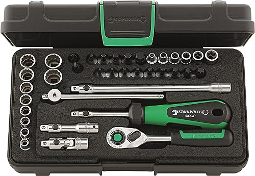 STAHLWILLE 1/4“ Steckschlüsselsatz 38-tlg. | mit QR-Ratsche, Verlängerung, TORX Nuss l Made in Germany