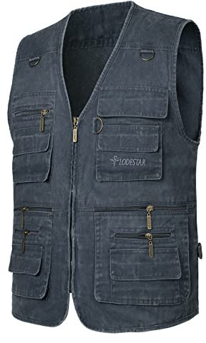 Yukirtiq Herren Angeln Weste ärmellos Freizeit Jagd Herrenwesten Sommer Trekking Wander Weste Reporterwesten Safari Weste mit Vielen Taschen, Blau, 4XL